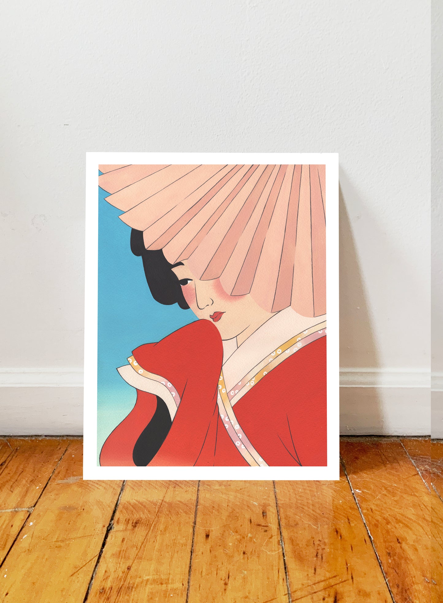 Geisha with Parasol Print