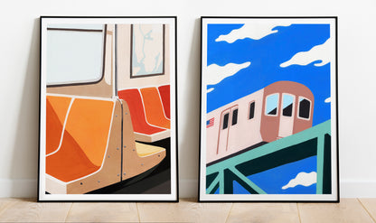 New York Subway Print Set of 2