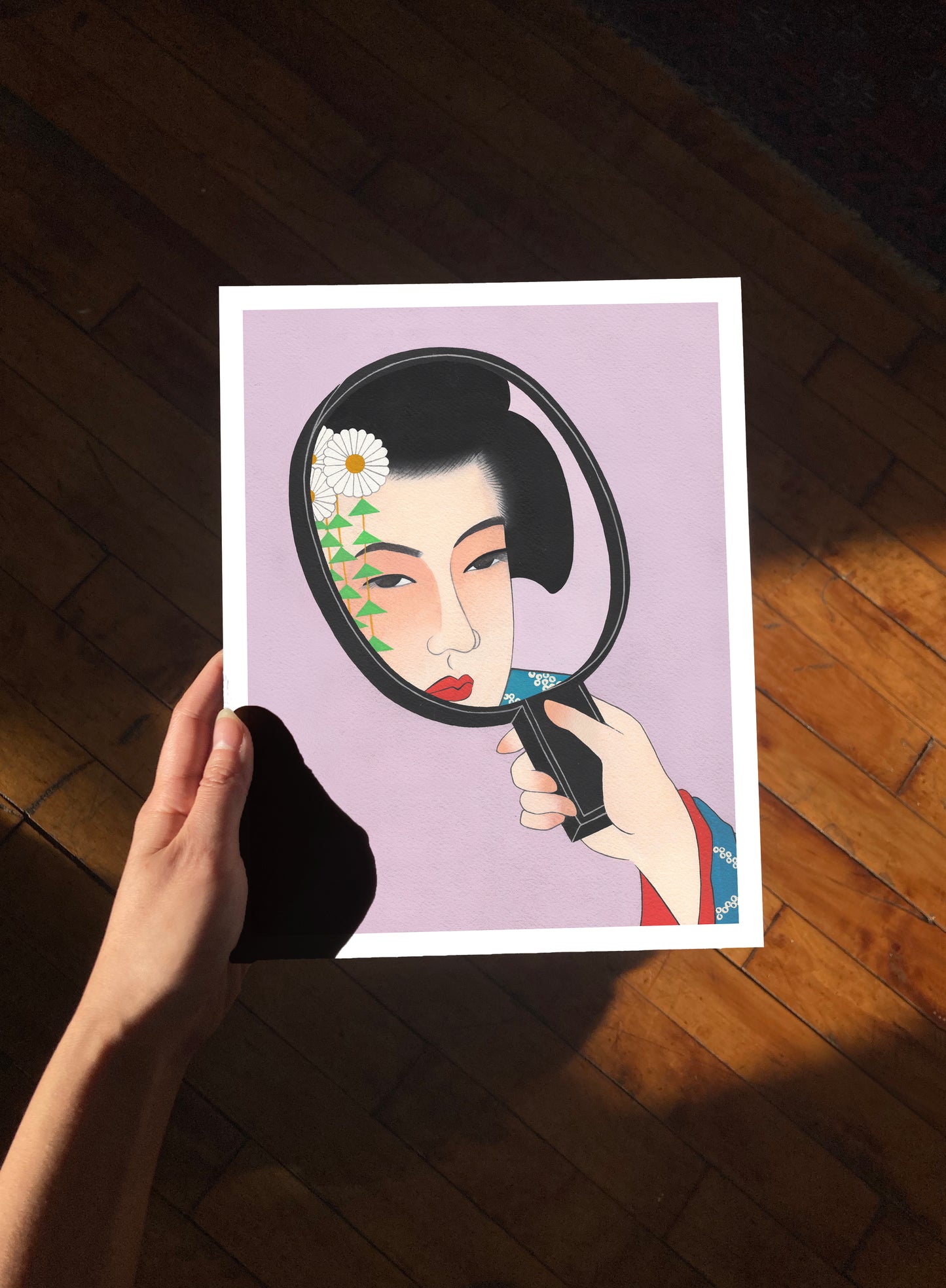 Geisha with Mirror Print