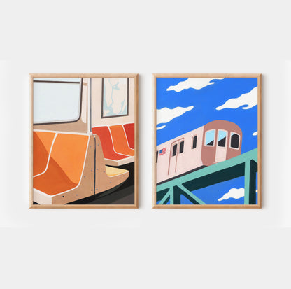 New York Subway Print Set of 2