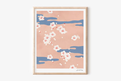 Abstract Cherry Blossoms Print