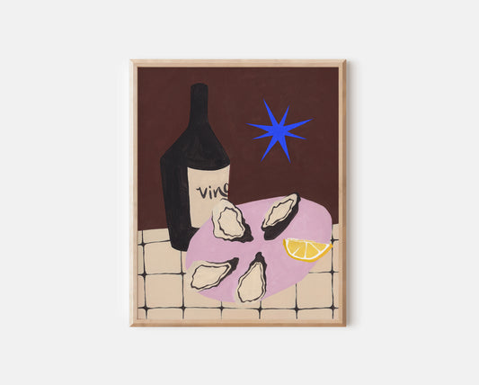 Wine and Oysters Print