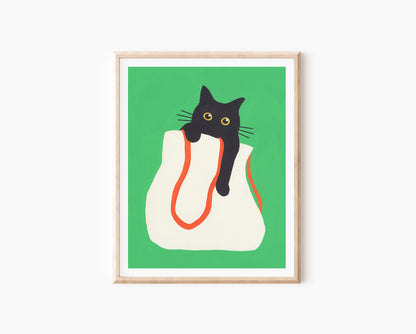 Cat in Bag Print