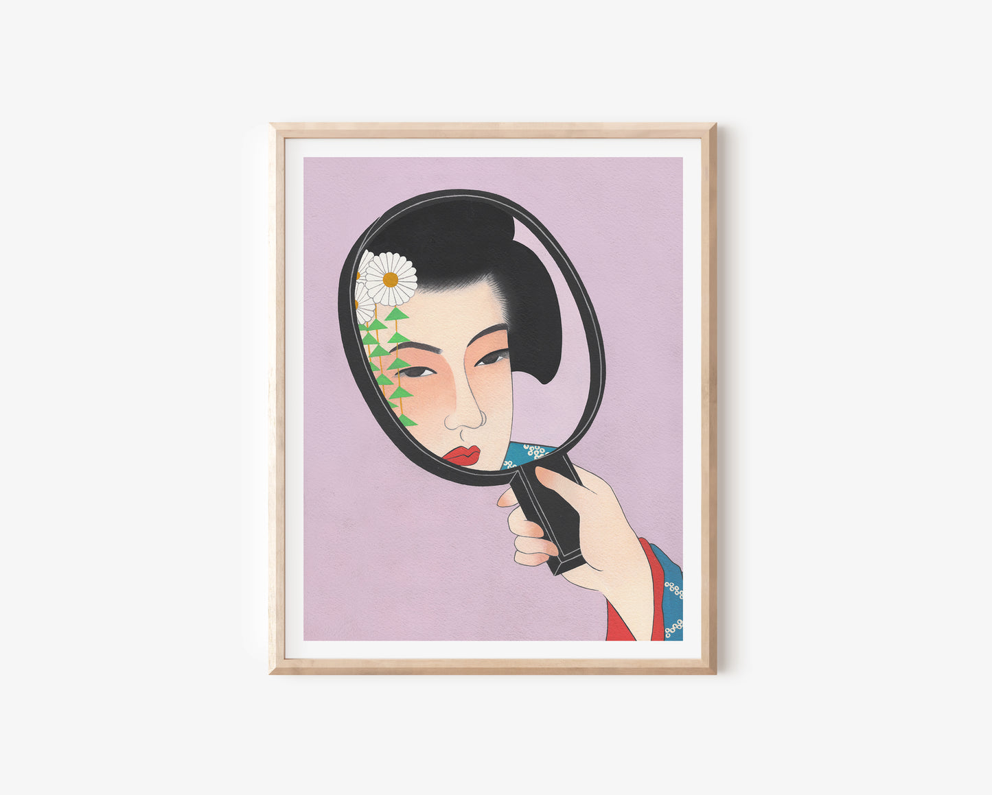 Geisha with Mirror Print