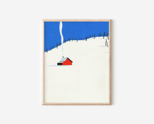 Snowy Cabin Print