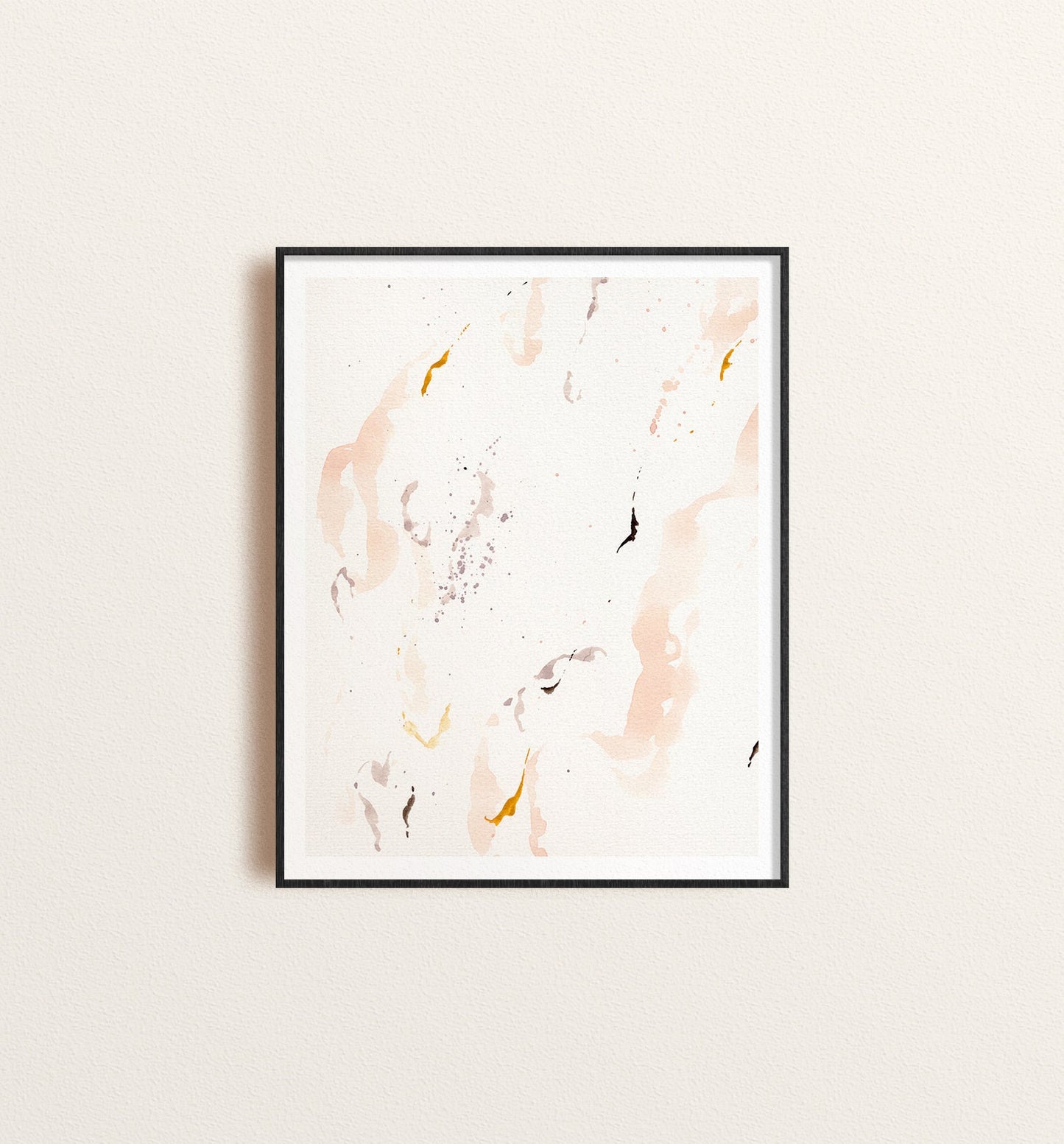 Pink Abstract Watercolor Print, Pastel Floral Art Print, Blush and Gold Painting, Unframed Print, Minimalist Wall Art