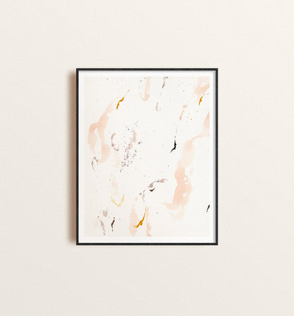 Pink Abstract Watercolor Print, Pastel Floral Art Print, Blush and Gold Painting, Unframed Print, Minimalist Wall Art