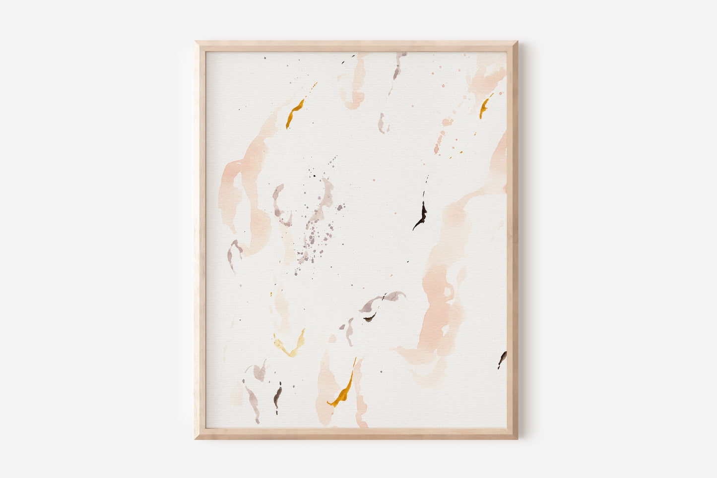 Pink Abstract Watercolor Print, Pastel Floral Art Print, Blush and Gold Painting, Unframed Print, Minimalist Wall Art
