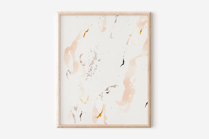 Pink Abstract Watercolor Print, Pastel Floral Art Print, Blush and Gold Painting, Unframed Print, Minimalist Wall Art