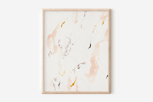 Pink Abstract Watercolor Print, Pastel Floral Art Print, Blush and Gold Painting, Unframed Print, Minimalist Wall Art