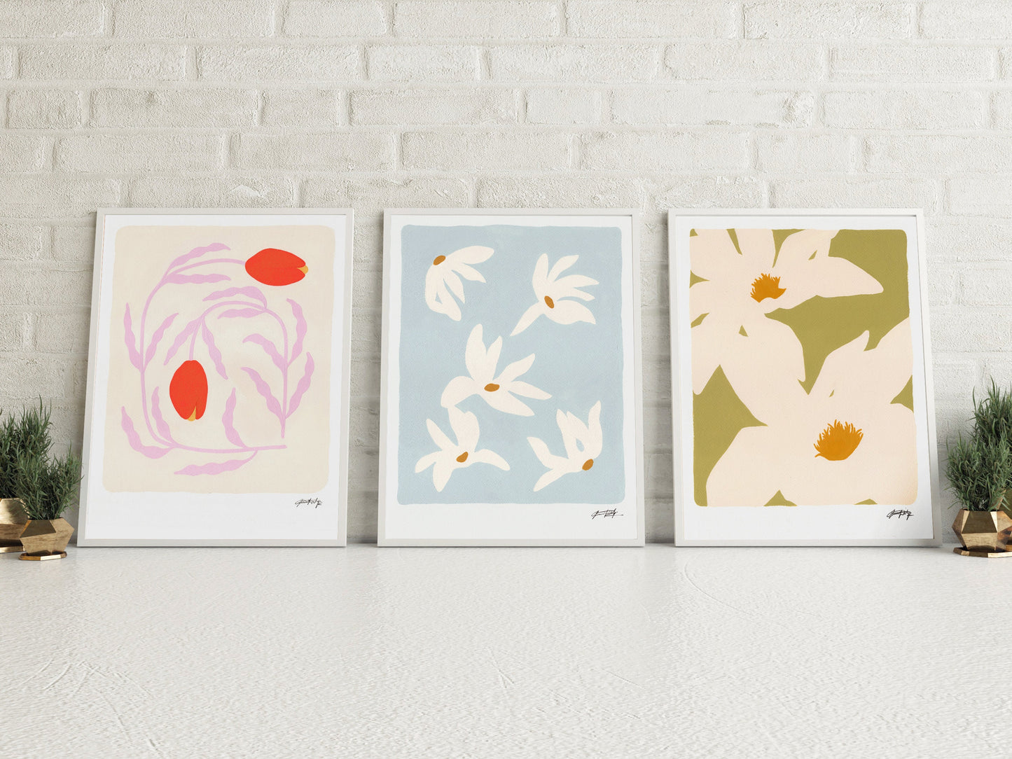 Abstract Floral Prints Set of 3