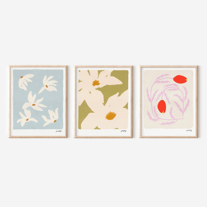 Abstract Floral Prints Set of 3